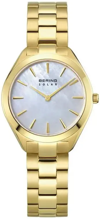 BERING Bering Dameklokke 17331-734 Solar Hvit/Gulltonet stål Ø31 mm