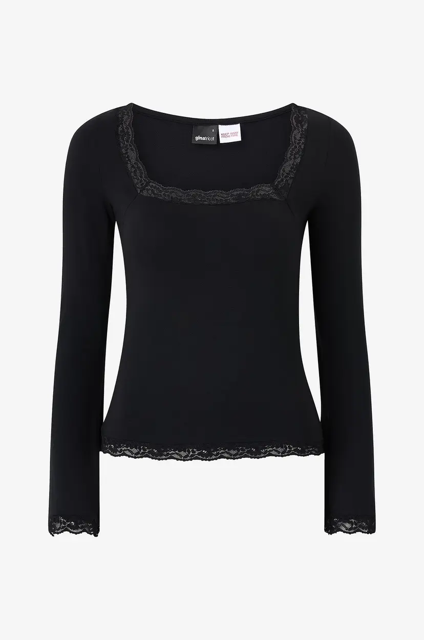 Gina Tricot Topp Square Neck Lace - Svart