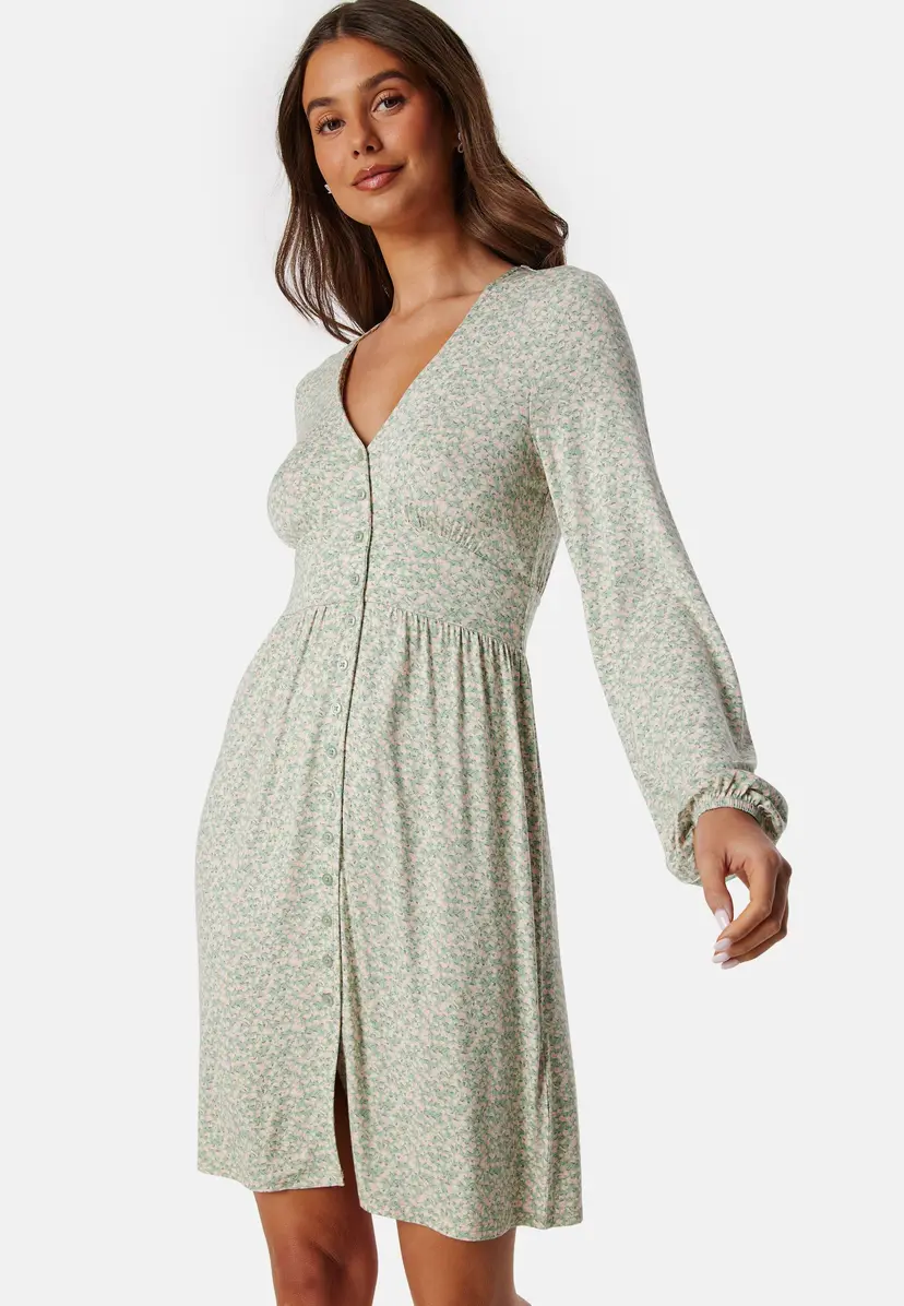 Bubbleroom V-neck Short Button Dress