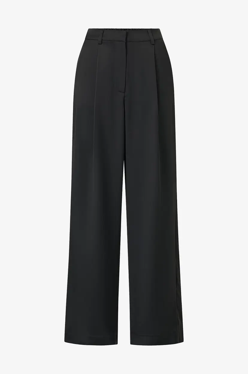 By Malina Bukser Sarah Elastic Waist Satin Trousers - Svart