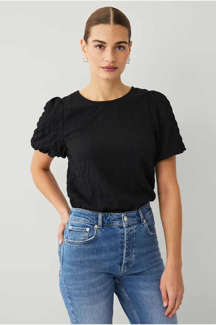 Ellos Collection Jerseybluse med ballongermer - Svart