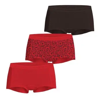 Björn Borg Björn Borg Truser 3P Everyday Cotton Boxer Shorts Svart/Rød bomull Dame