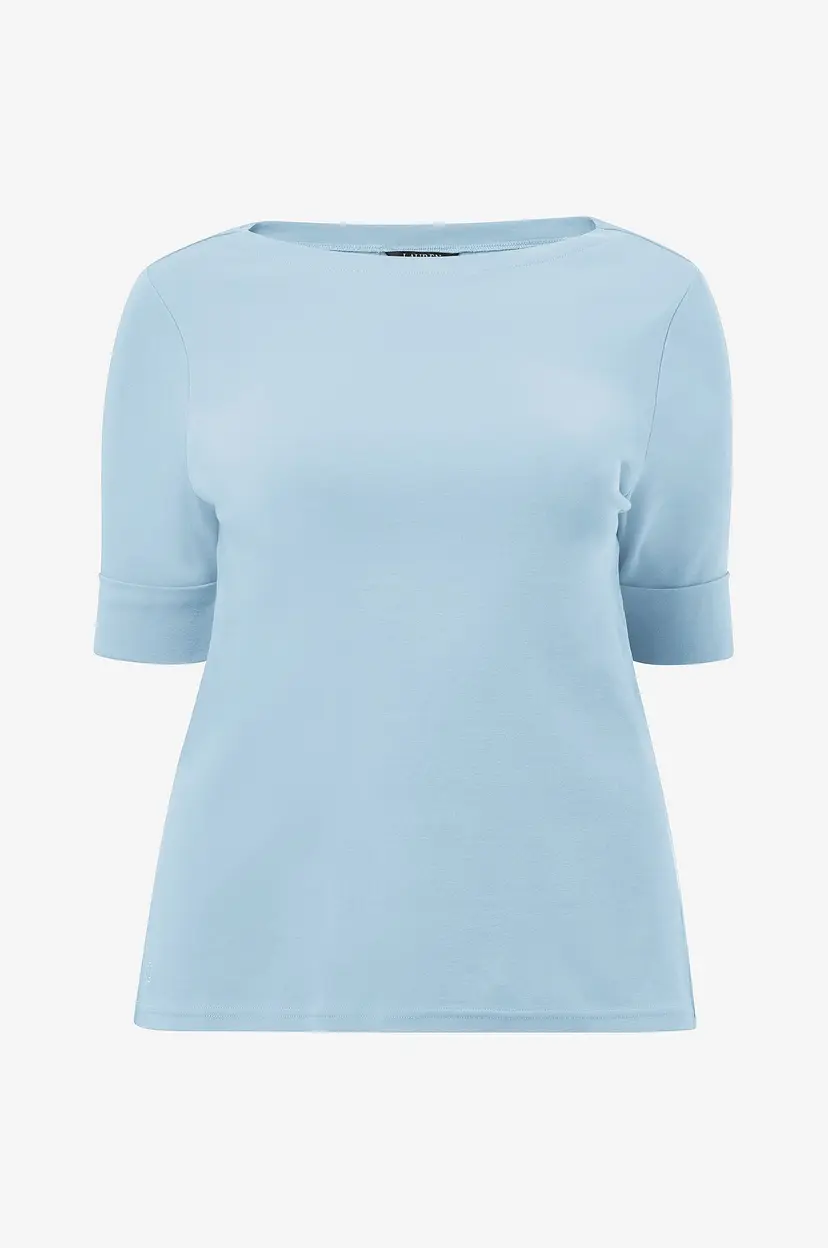 Lauren Ralph Lauren Curve Topp Elb Slv Bt Nk Top - Blå