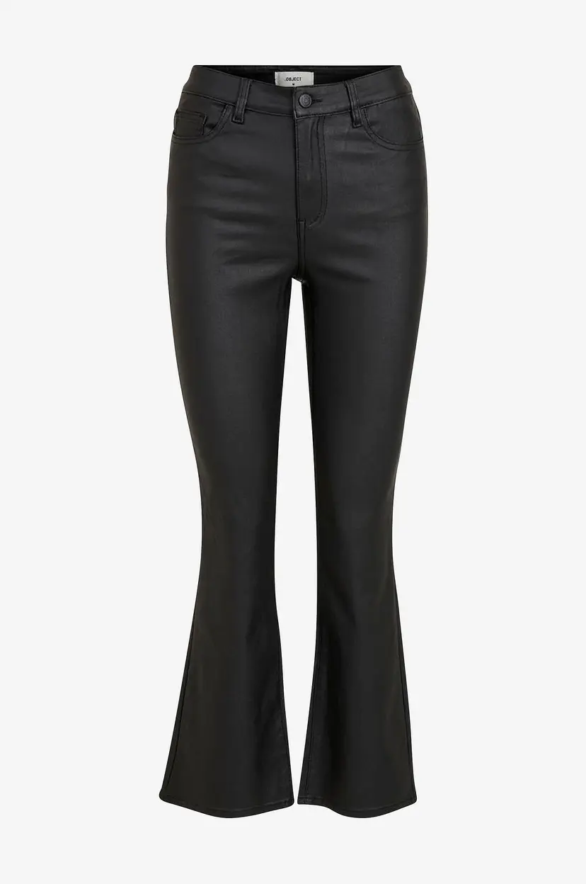 Object Collectors Item Bukse objBelle MW 7/8 Coated Flared Pant - Svart