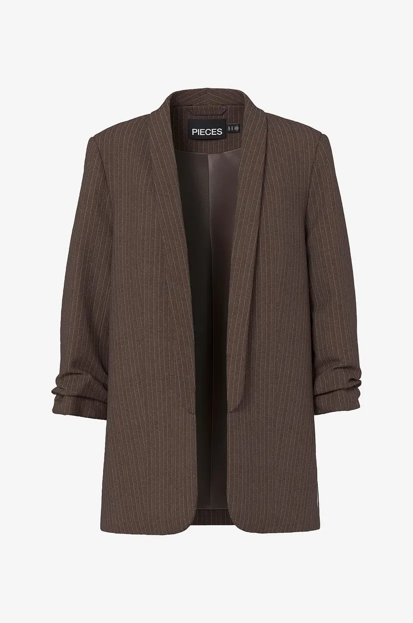 Pieces Blazer pcBosella 3/4 Pinstripe Blazer - Brun
