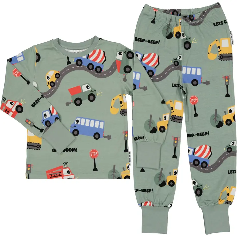 Geggamoja Pyjamas tvådelad Bambu Traktor Grön - 146/152