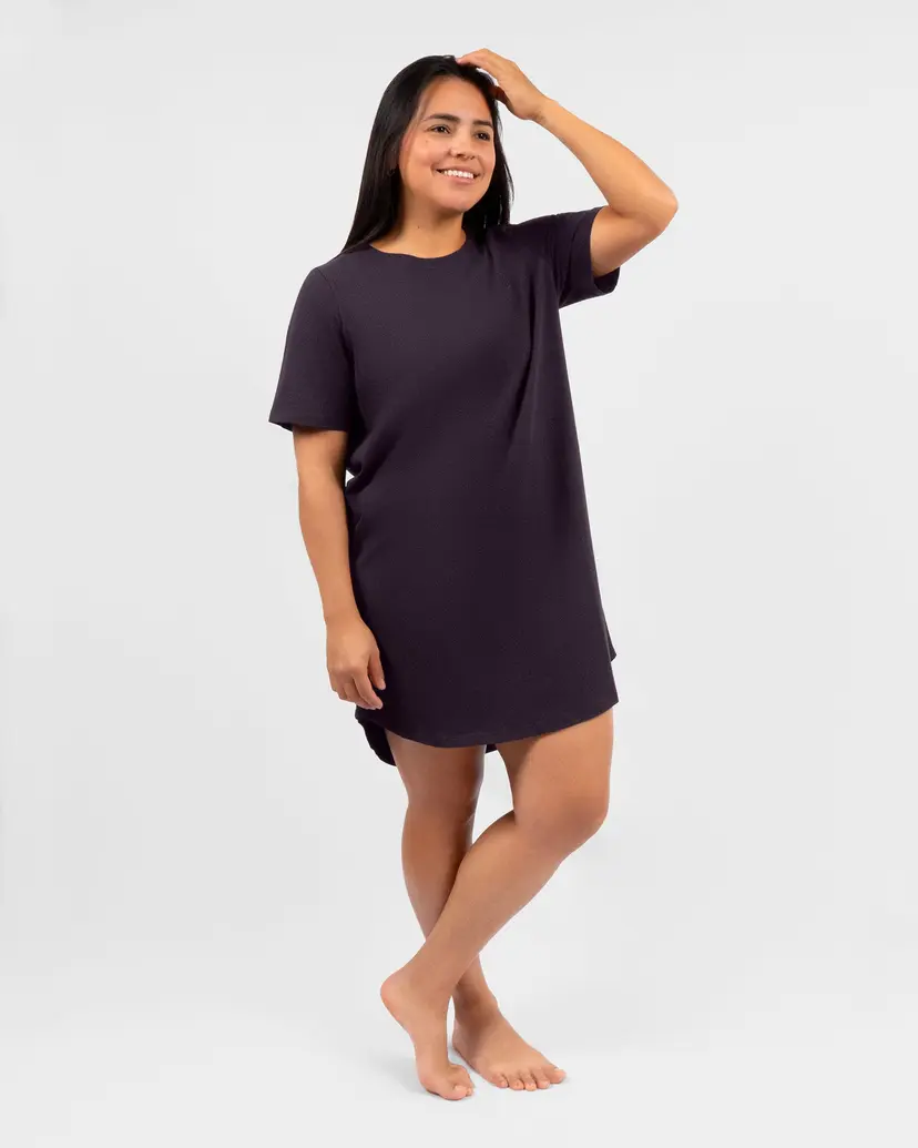 Threadmill Sue Deep Plum Night Dress Short Sleeve