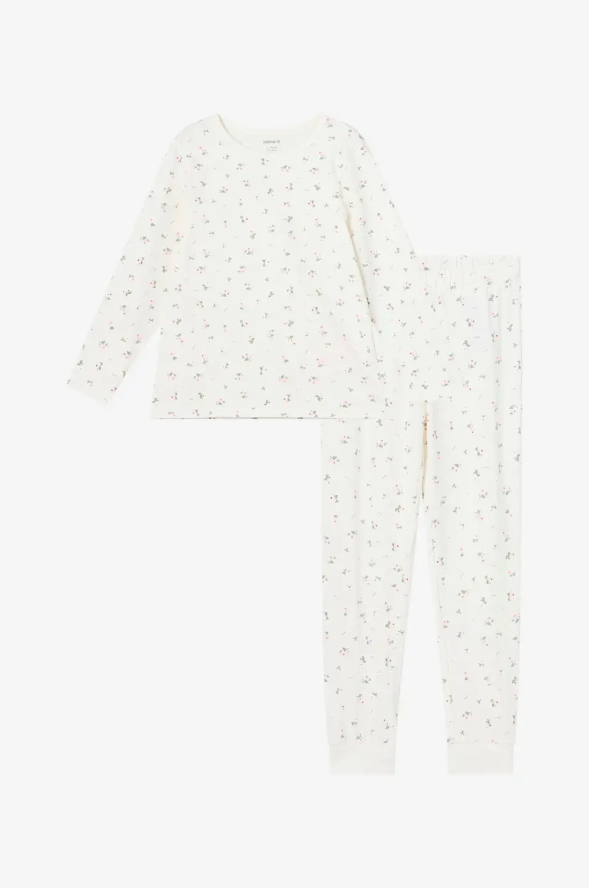 NAME IT Pysjsett nkfNightset Jet Stream Flowern - Hvit