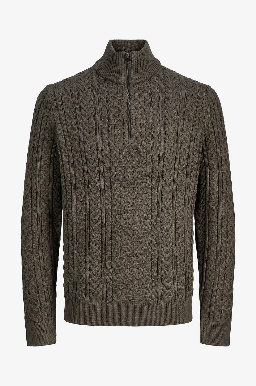 Jack & Jones Pullover JprBlusean Knit Cable Half Zip SN - Brun