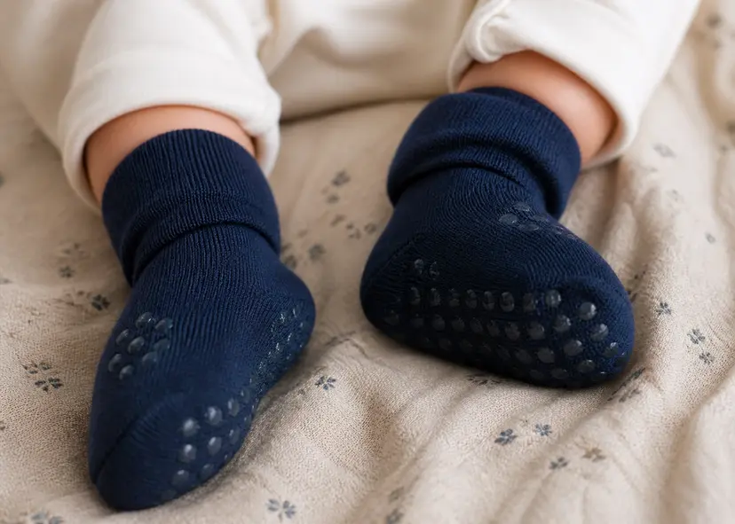 Go Baby Go Antiskli krabbesokker i ull Midnight blue