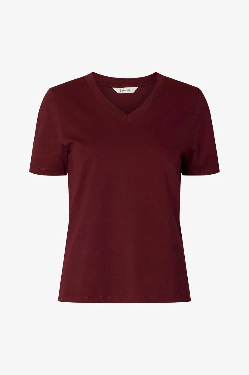 Selected Women T-skjorte slfEssential SS V-neck Tee - Rød