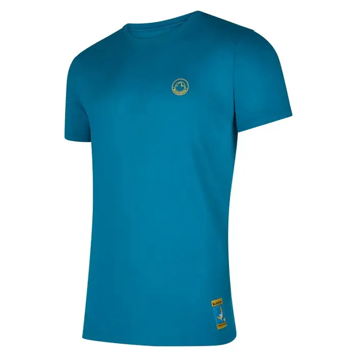 La Sportiva La Sportiva Men's Climbing On The Moon T-Shirt Turchese/Giallo