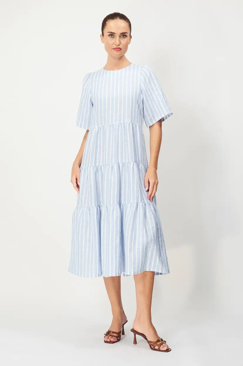 Jumperfabriken Kjole i lin Judith Dress - Blå