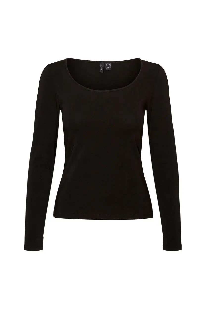 Vero Moda Topp vmMaxi My LS Soft Short U-neck - Svart