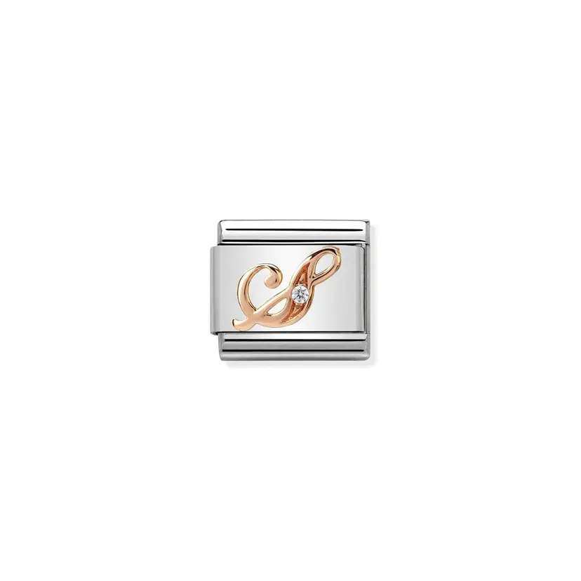 Nomination Letter S w/ Cubic Zirconia Rose Gold