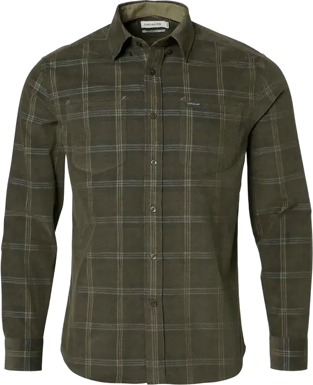 Chevalier Chevalier Men's Walton Light Cord Shirt Hunter Green Checked