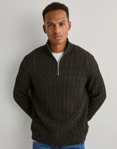 Only & Sons Only & Sons Onsleonard Life Reg 7 Half Zip Knit Gensere med glidelås Brun