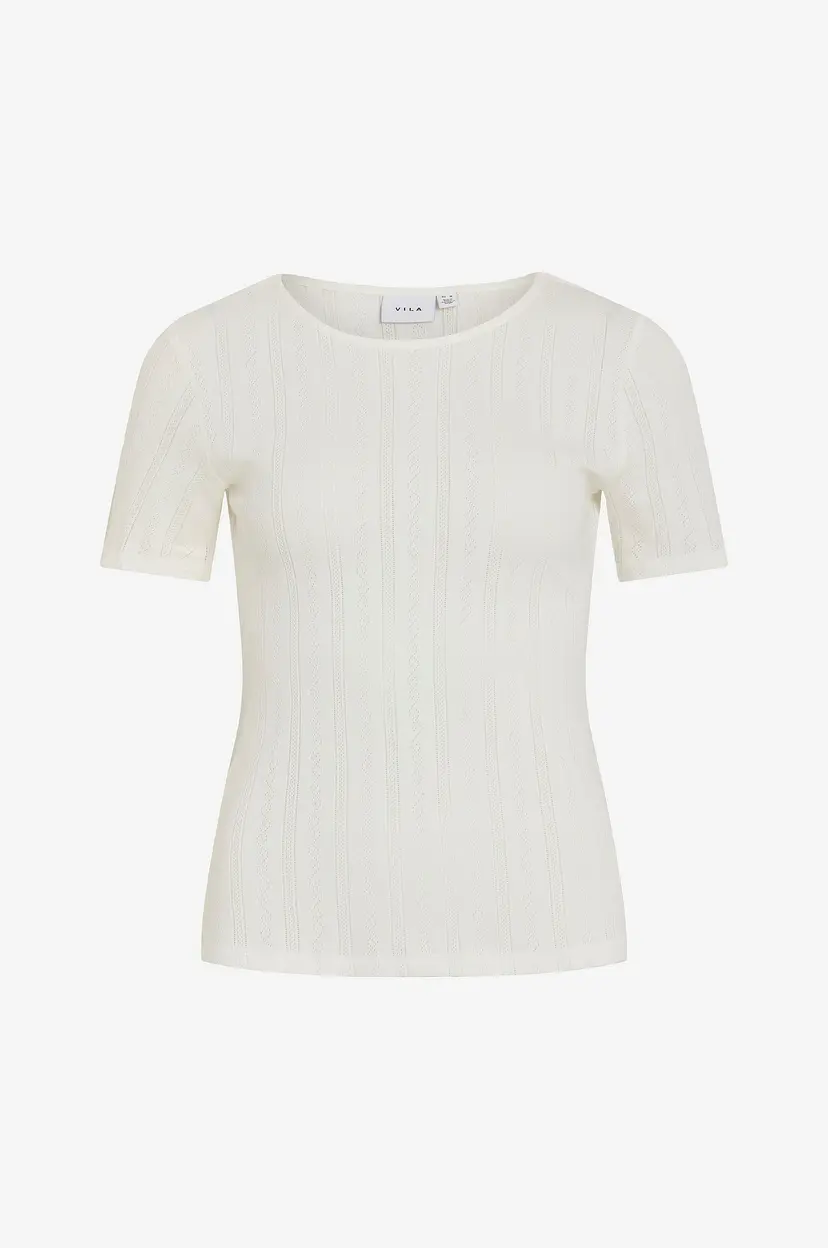 Vila Topp viKassie S/S Pointelle Top - Hvit