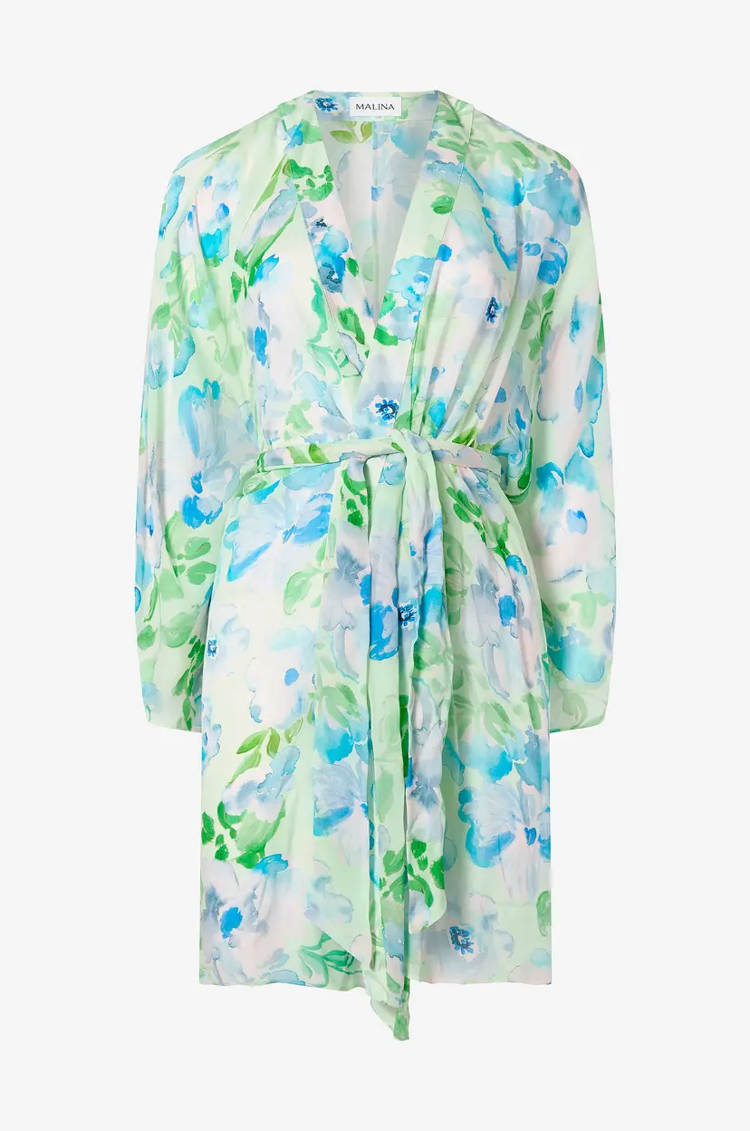 By Malina Kaftan Ace Tie Front Mini Kaftan - Flerfarget