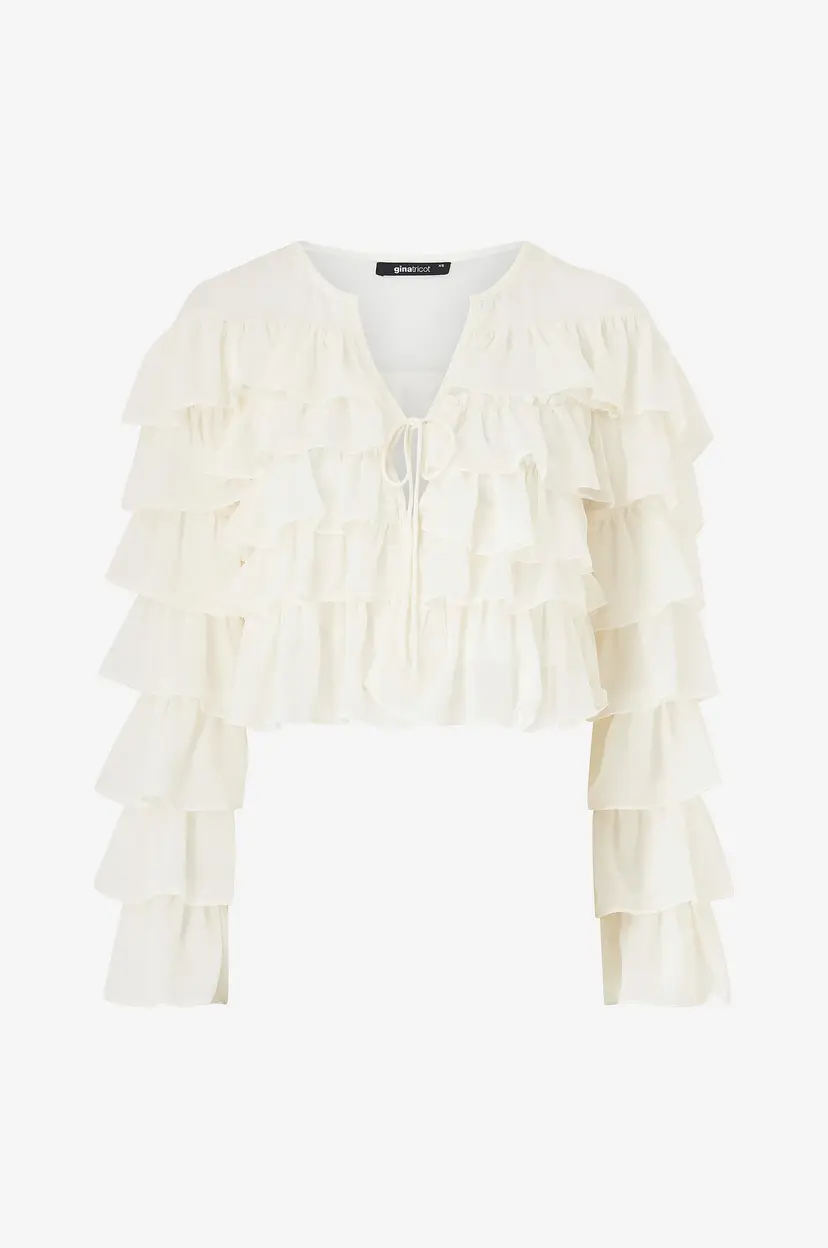 Gina Tricot Bluse Flounce Blouse - Hvit