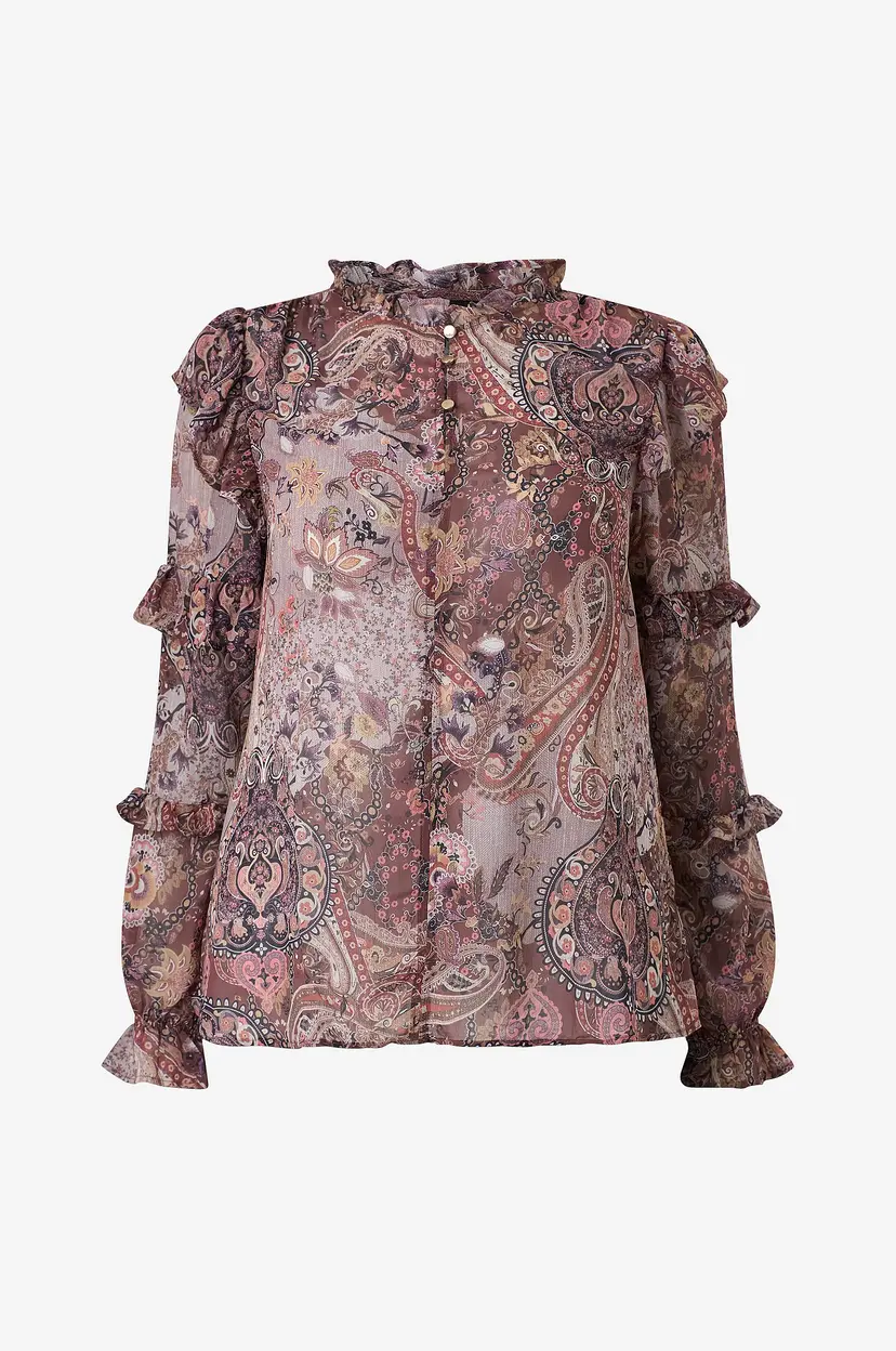 Zizzi Bluse Mflorie, L/S, Blouse - Rosa