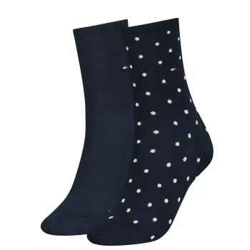 Tommy Hilfiger Tommy Hilfiger Strømper 2P Women Dot Sock Marine Str 35/38 Dame