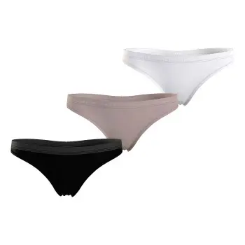 Tommy Hilfiger Tommy Hilfiger Truser 3P Everyday Luxe Thong Svart/Hvit 3XL Dame