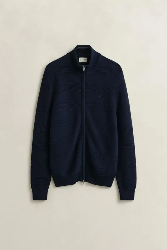 Gant COTTON TEXTURE ZIPPED CARDIGAN