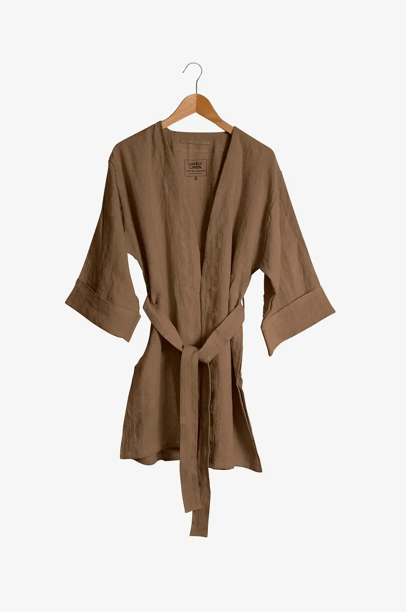 Lovely Linen Kimono Lovely i vasket lin - Brun