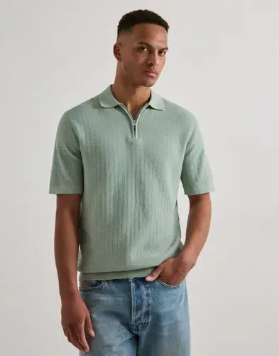 Selected Men Selected Men Slhcran Ss Knit Structure Half Zip Half zip Blå