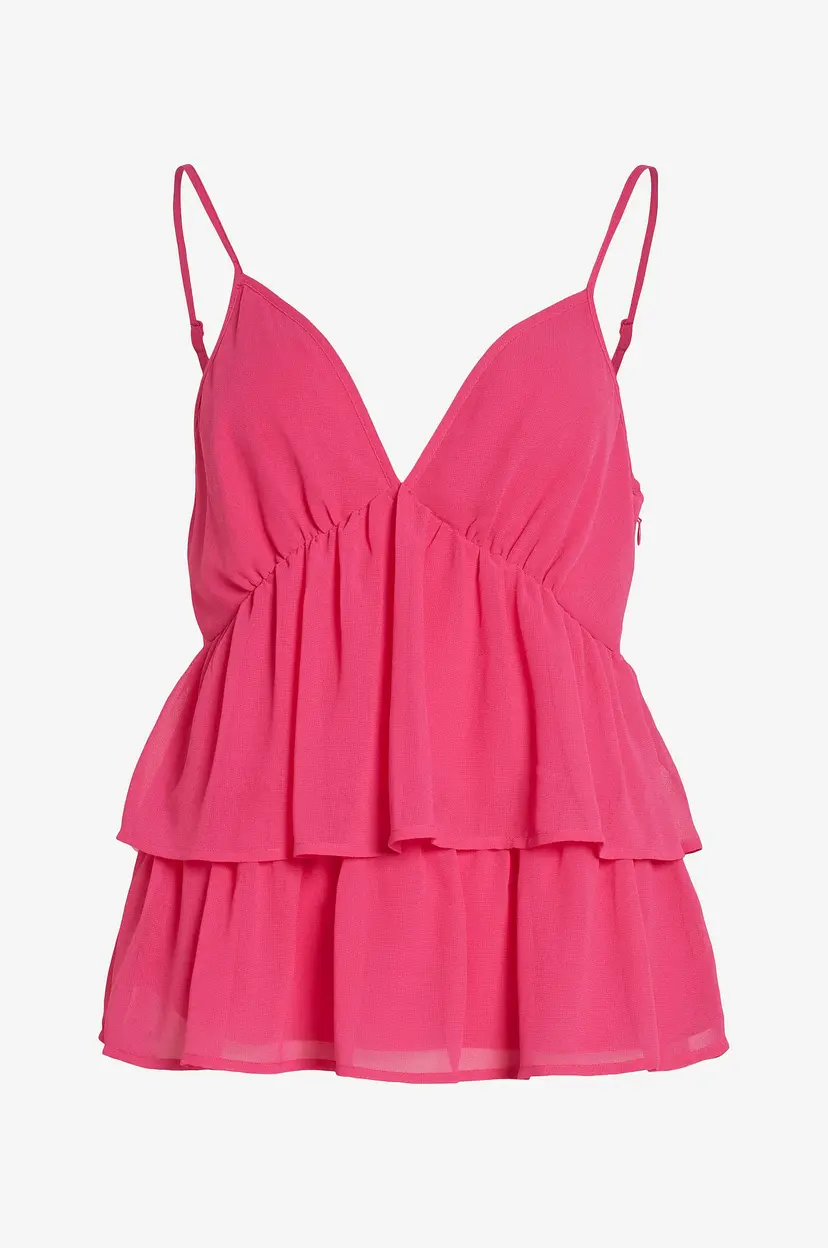 Vila Topp viAsta S/l Flounce Top - Rosa