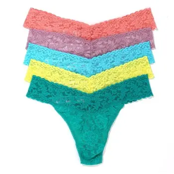 Hanky Panky Hanky Panky Truser 5P Signature Lace Original Rise Thongs Multi-colour-2 nylon One Size Dame