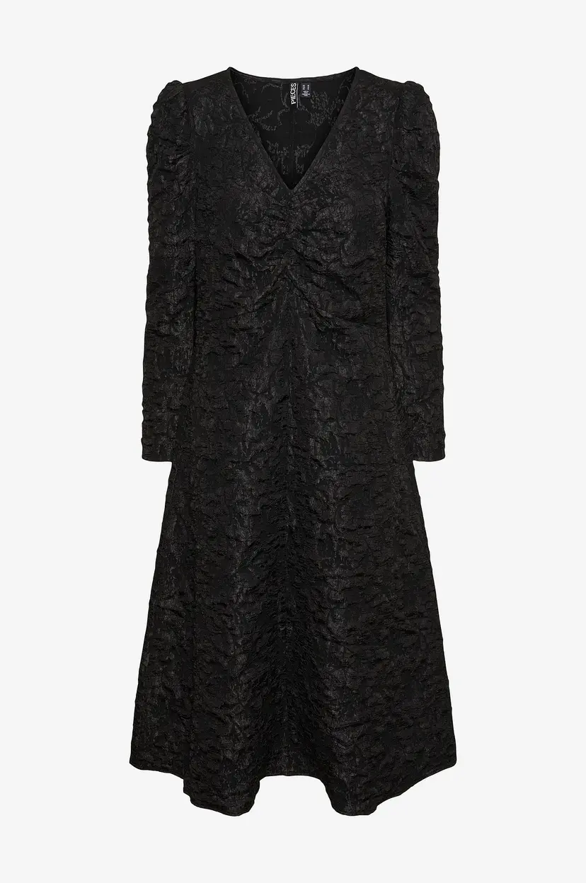 Pieces Kjole pcGretchen LS V-neck Midi Dress - Svart