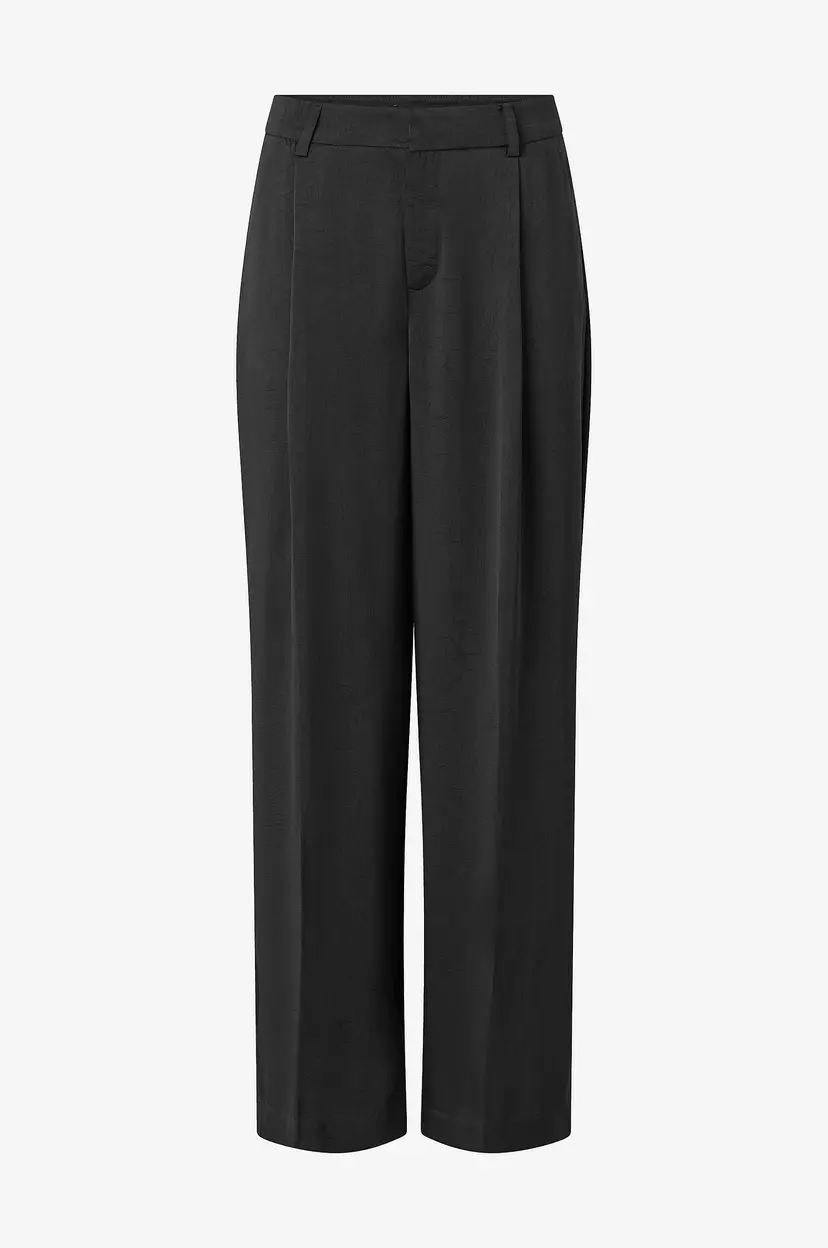 Gina Tricot Bukser Pleated Satin - Svart