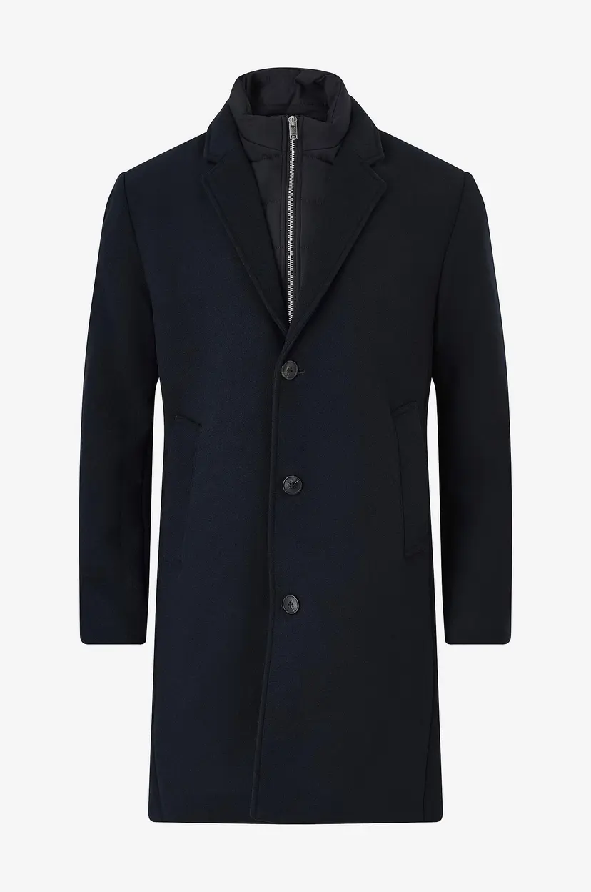 Lindbergh Frakk Detachable Collar Lapel Coat - Svart