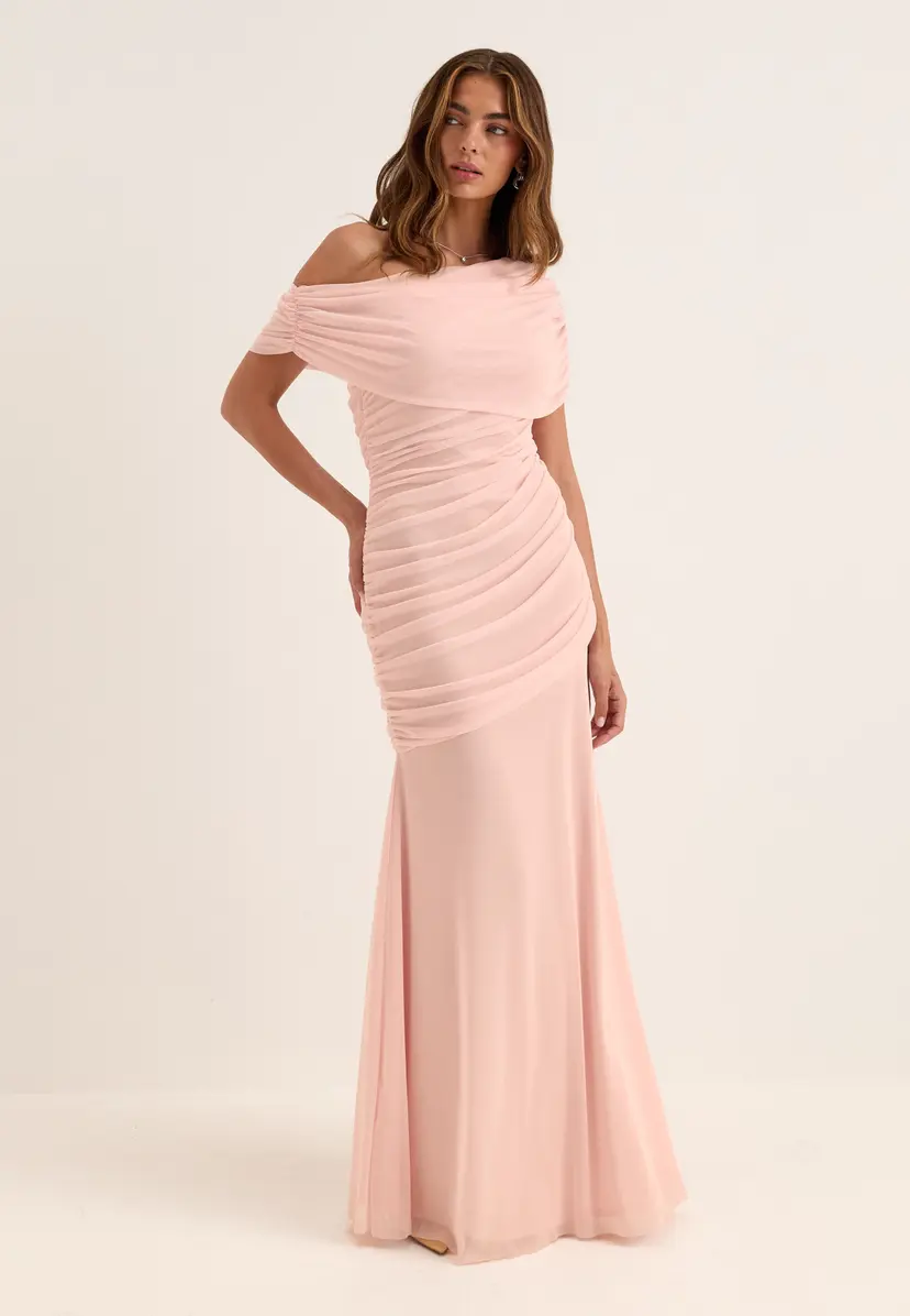 Bubbleroom Occasion Off Shoulder Mesh Gown