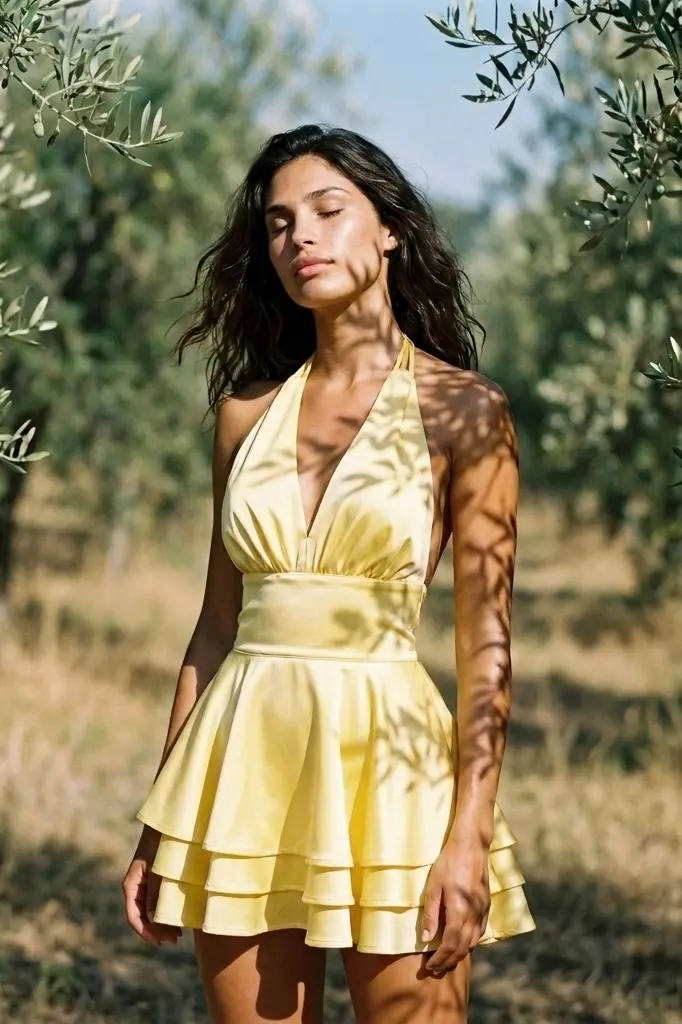 Kayani Nia Halter Mini Dress - Amber Lemony