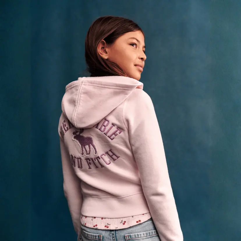 Abercrombie and Fitch Abercrombie and Fitch - Hettegenser Zip Graphic Pink Marshmallow