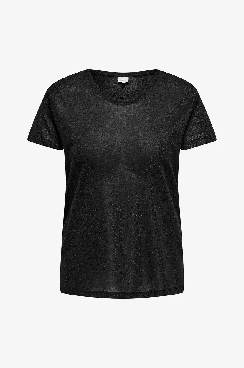 Only Carmakoma Topp carRex SS V- Neck Lurex Top Ess JR - Svart