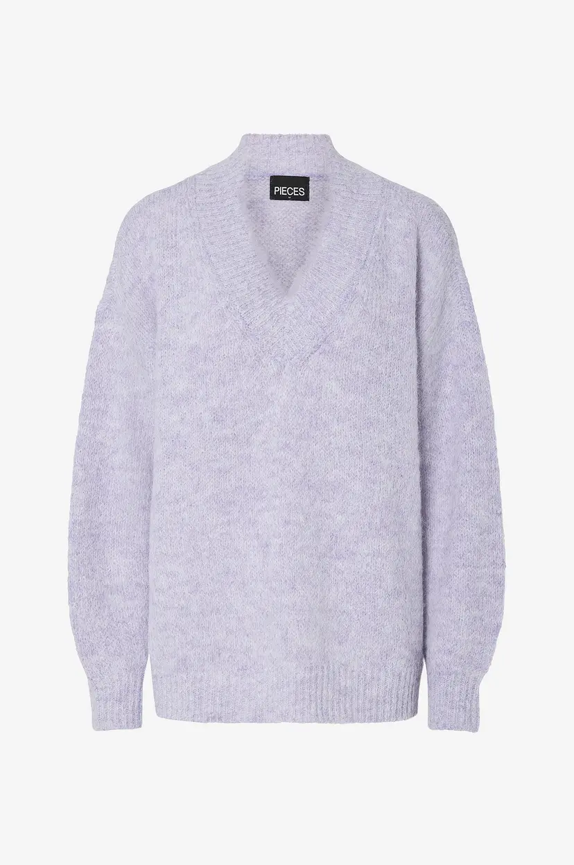 Pieces Genser pcNadina LS V-neck Knit - Lilla