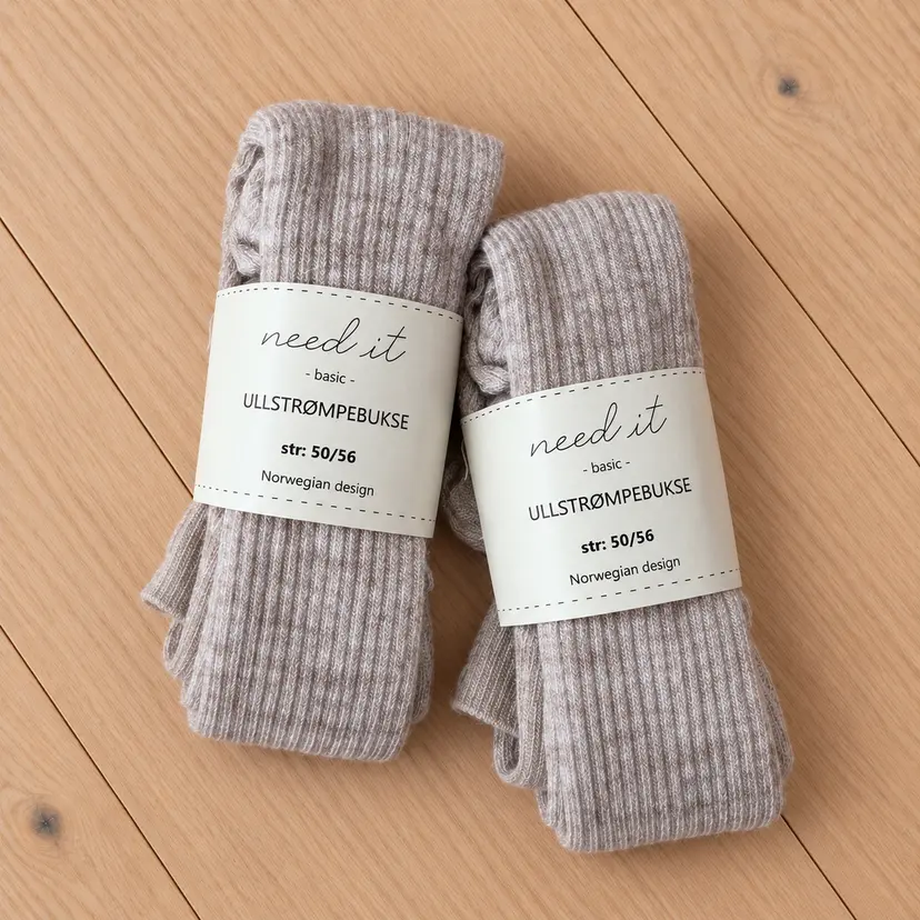 Need it 2pk strømpebukse i ull (merinoull) Sand str. 50/56