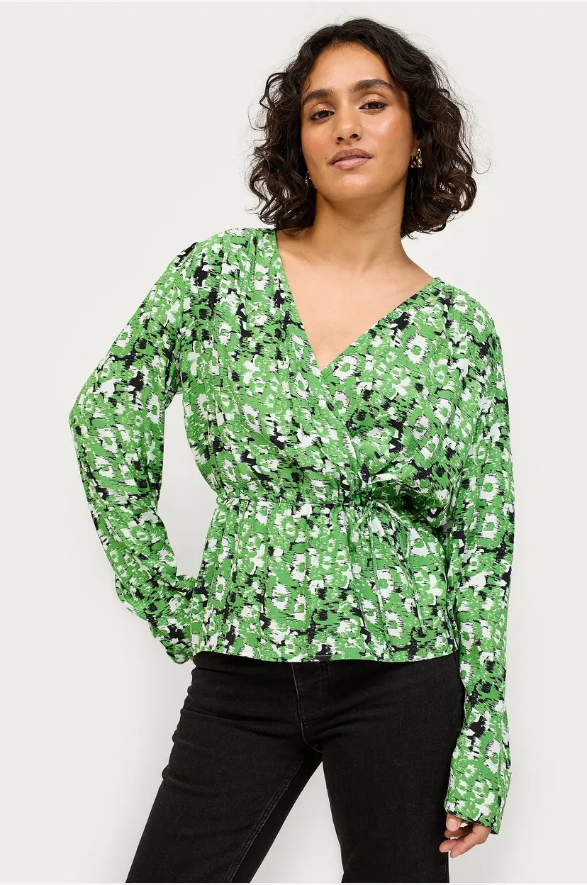Soaked In Luxury Bluse slIna Wrap Blouse LS - Grønn