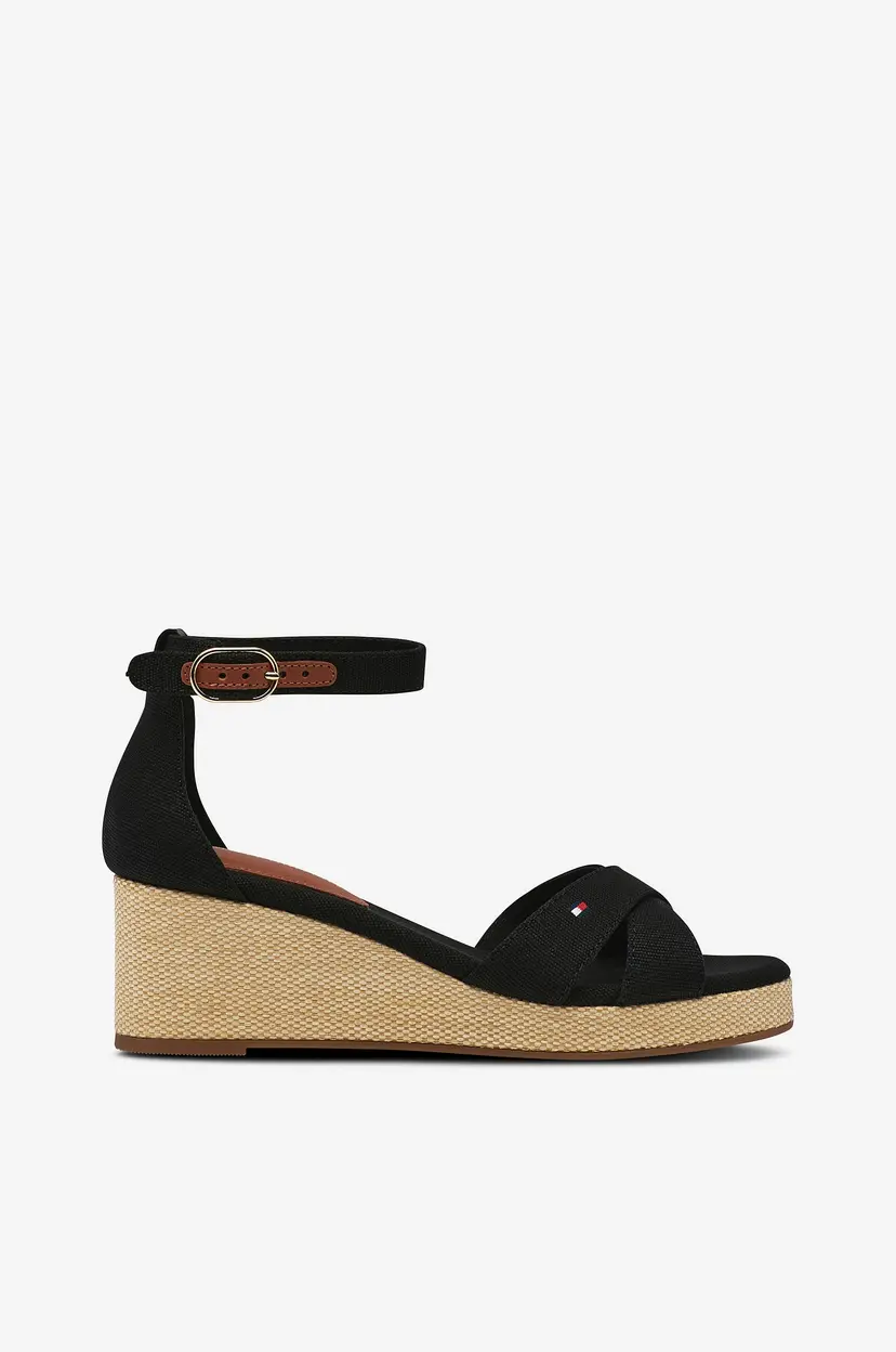 Tommy Hilfiger Sandaletter Mid Wedge Espad - Svart