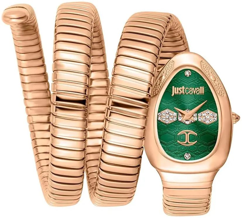 Just Cavalli Just Cavalli Dameklokke JC1L232M0045 Signature Grønn/Rose-gulltonet