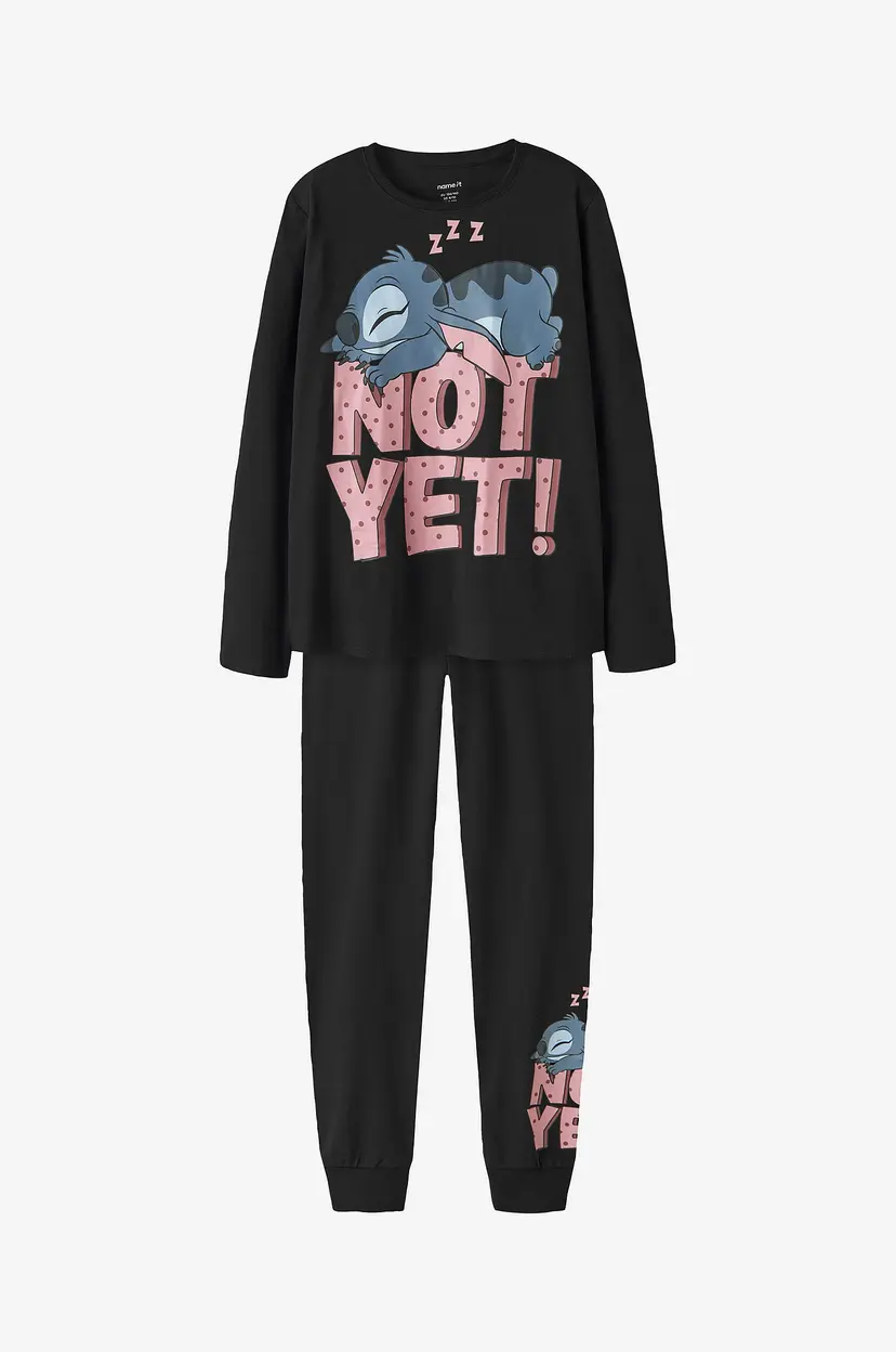 NAME IT Pyjamasoverall Nkfanda Stitch Ls Nightsetwdi - Svart