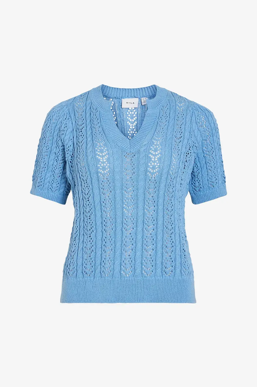 Vila Topp viToto New S/S Cable Knit Top - Blå