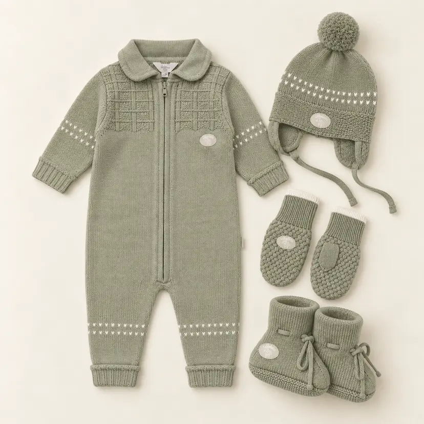Lillelam Babypakke i merinoull «Classic» Rosmarin