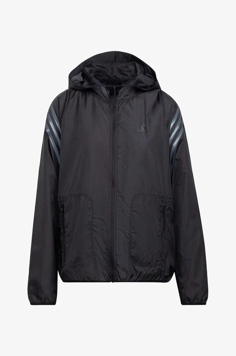 Adidas Sport Performance Vindjakke Run Icons 3-stripes Hooded Running Windbreaker - Svart