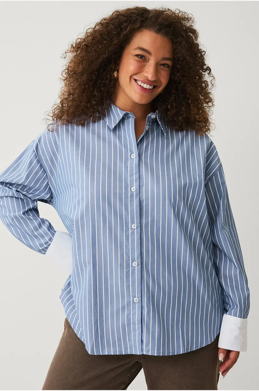 Zizzi Skjorte mMina L/S - Blå