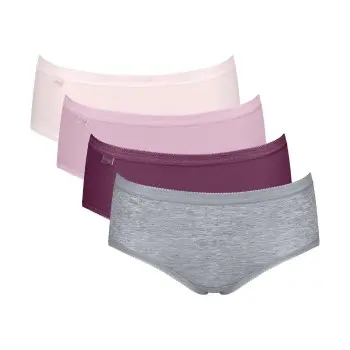 Sloggi Sloggi Truser 4P Basic Plus Midi Color Rosa/Grå bomull 50 Dame